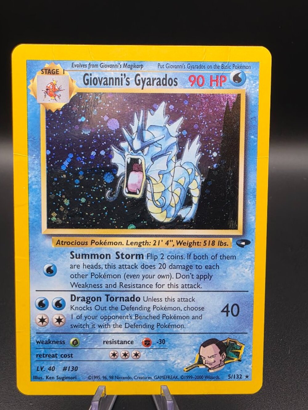 Giovanni's Gyarados 5/132 Rare Gym Challenge Pokemon Unlimited Holo Damaged
